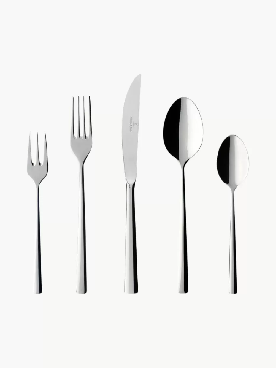 Besteck-Sets-Villeroy & Boch Hochglanzpoliertes Besteck-Set Piemont aus Edelstahl, 6 Personen (30-tlg.)