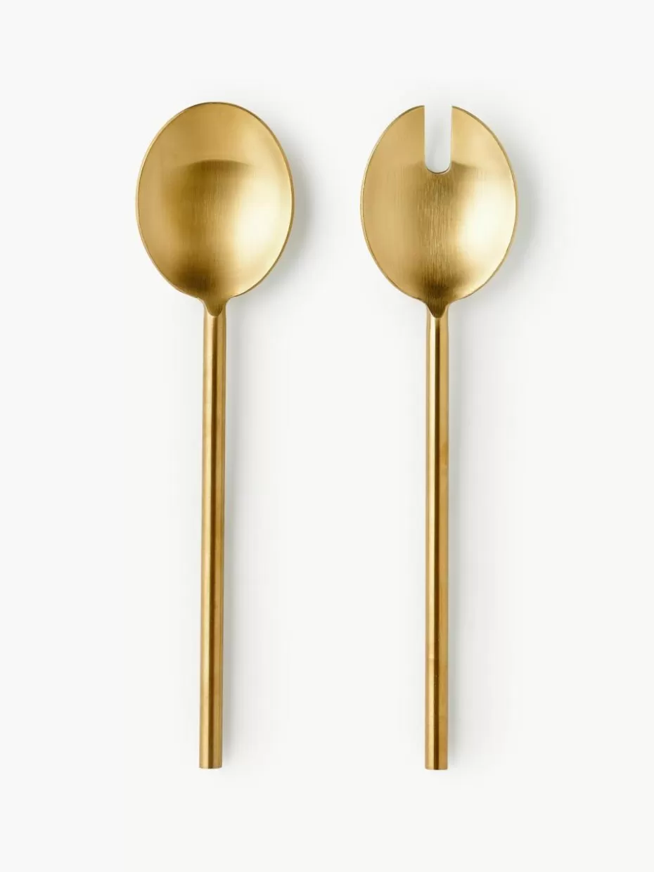 Servierbesteck-Westwing Collection Hochglanzpoliertes Salatbesteck Agata Goldfarben, hochglanzpoliert