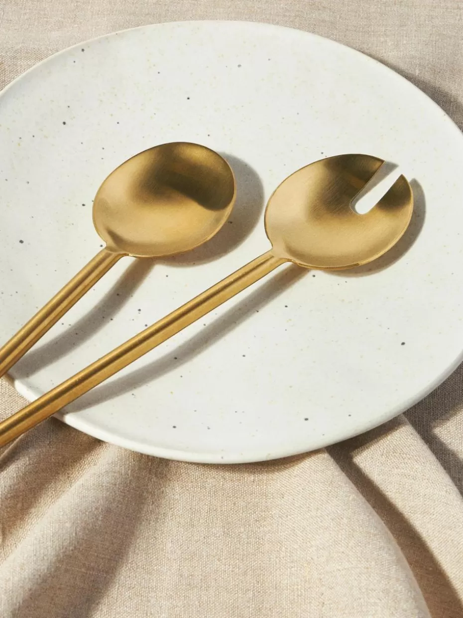 Servierbesteck-Westwing Collection Hochglanzpoliertes Salatbesteck Agata Goldfarben, hochglanzpoliert