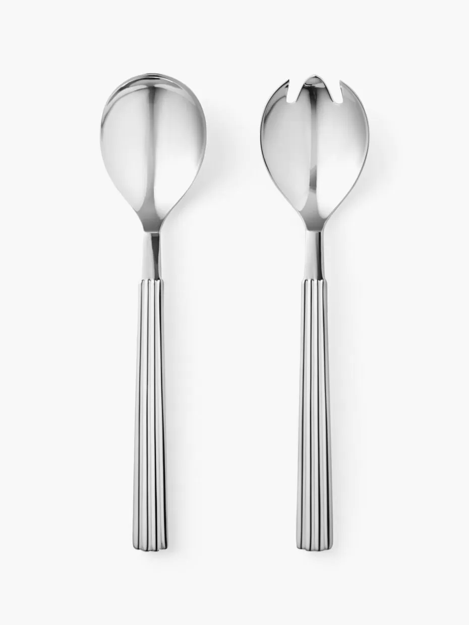 Servierbesteck-Georg Jensen Hochglanzpoliertes Salatbesteck Bernadotte
