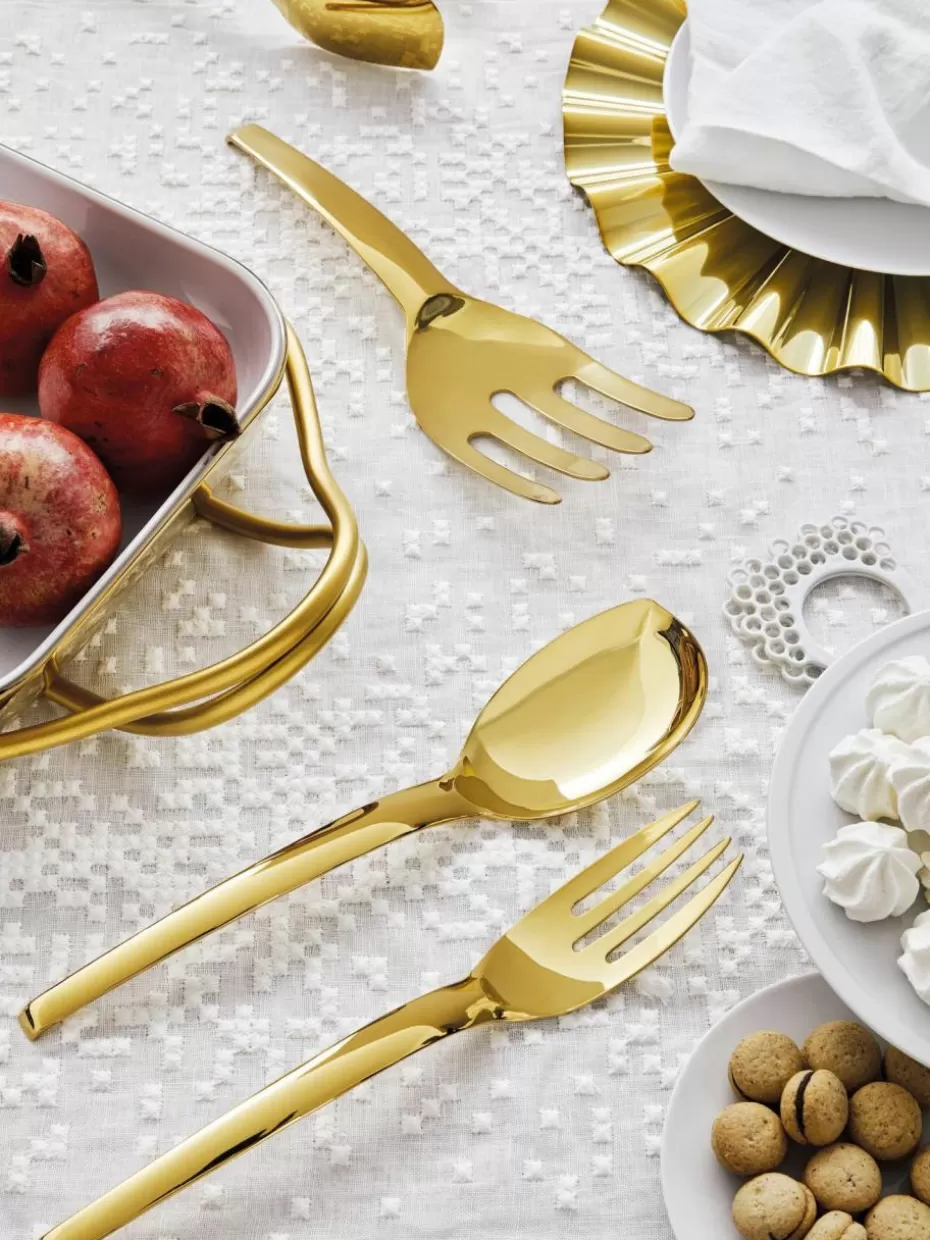 Servierbesteck-Sambonet Hochglanzpoliertes Salatbesteck Living Goldfarben, hochglanzpoliert