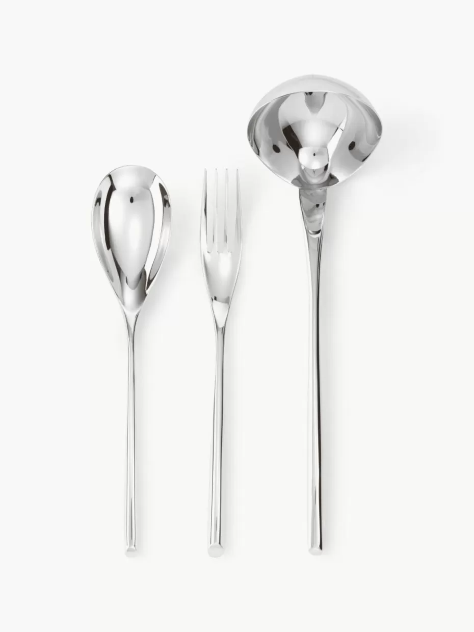 Servierbesteck-Sambonet Hochglanzpoliertes Servierbesteck-Set Bamboo aus Edelstahl, 3-tlg.