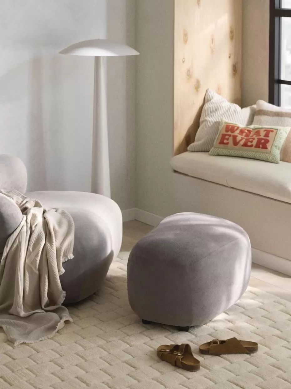 Hocker | Sofaserien-Westwing Collection Hocker Alba Webstoff Taupe