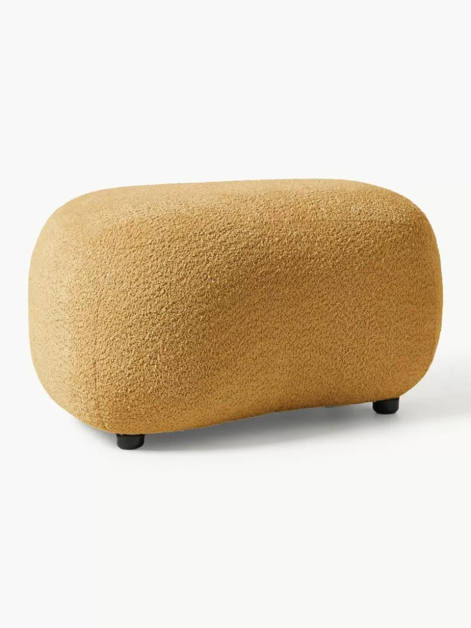Hocker | Sofaserien-Westwing Collection Hocker Alba aus Teddy-Bouclé Teddy-Bouclé Ocker