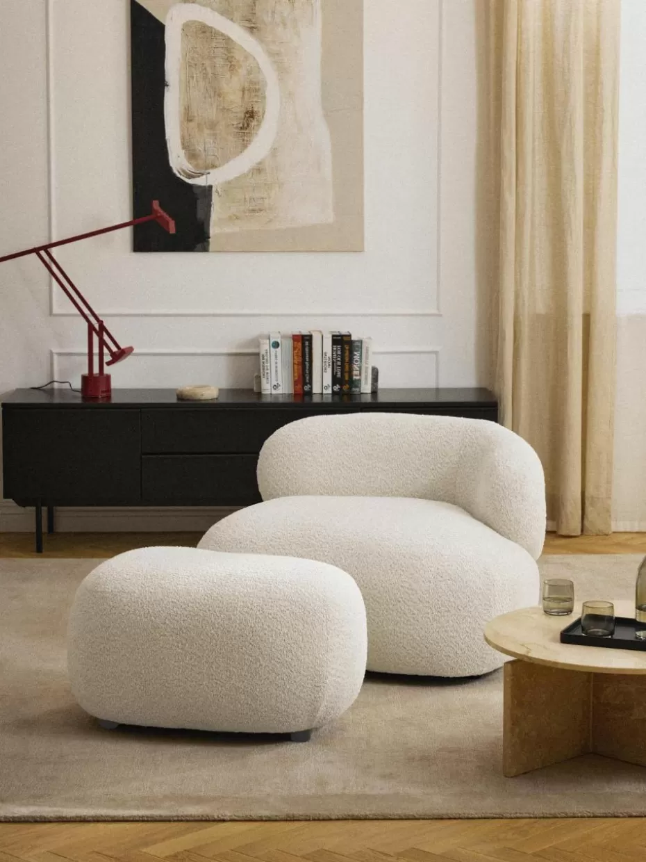 Hocker | Sofaserien-Westwing Collection Hocker Alba aus Teddy-Bouclé Teddy-Bouclé Off White