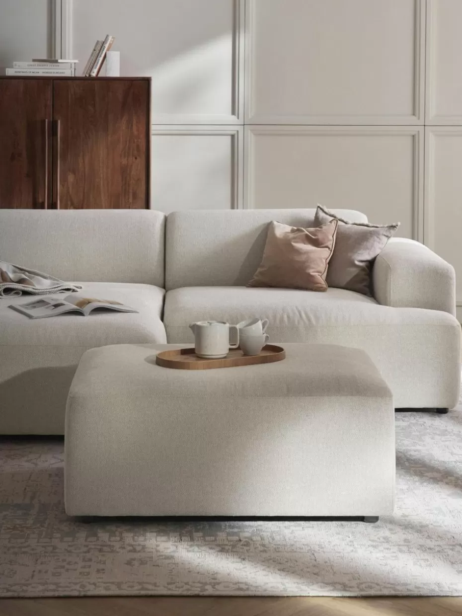 Hocker | Sofaserien-Westwing Collection Hocker Melva, B 99 x T 72 cm Webstoff Hellbeige