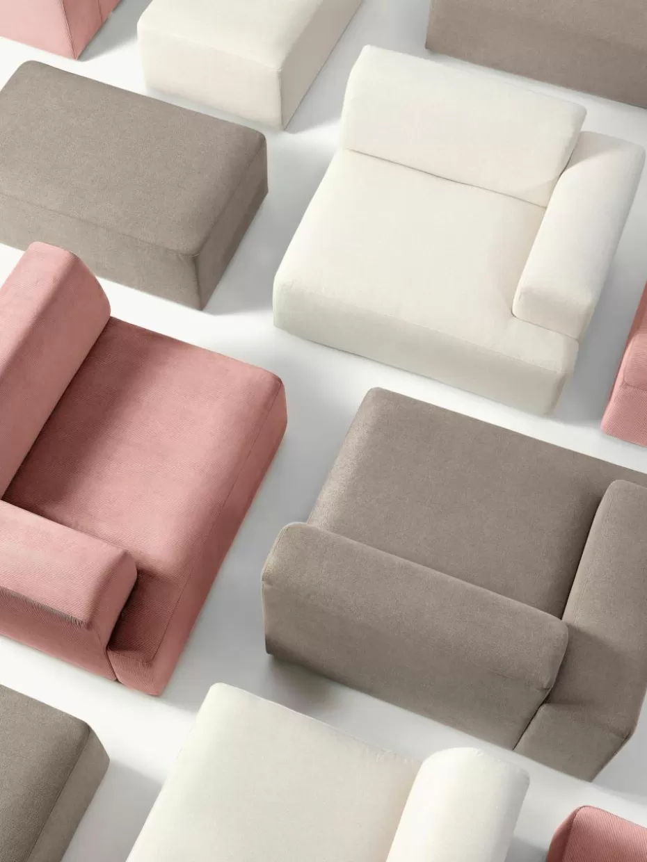 Hocker | Sofaserien-Westwing Collection Hocker Melva, B 99 x T 72 cm Webstoff Taupe