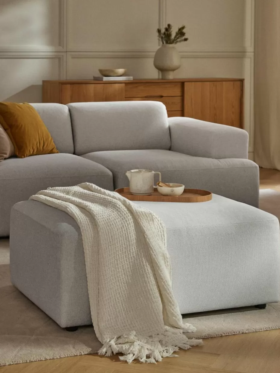 Hocker | Sofaserien-Westwing Collection Hocker Melva, B 99 x T 72 cm Webstoff Hellgrau