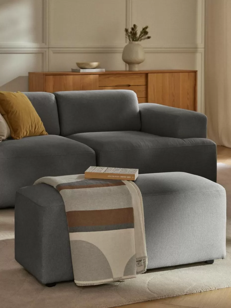 Hocker | Sofaserien-Westwing Collection Hocker Melva, B 99 x T 42 cm Webstoff Anthrazit