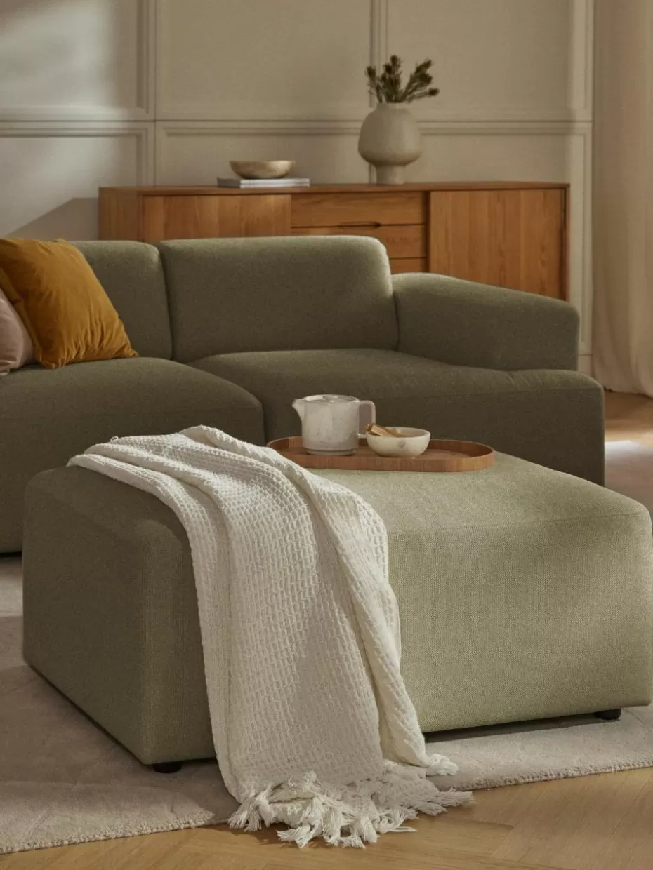 Hocker | Sofaserien-Westwing Collection Hocker Melva, B 99 x T 72 cm Webstoff Olivgrün
