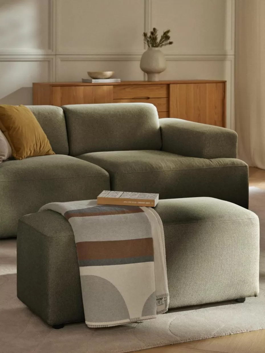 Hocker | Sofaserien-Westwing Collection Hocker Melva, B 99 x T 42 cm Webstoff Olivgrün