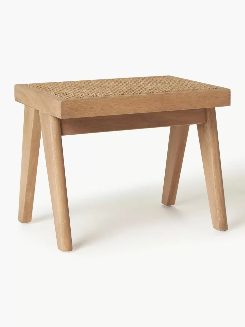 Hocker-Westwing Collection Hocker Sissi mit Wiener Geflecht Helles Eichenholz, Hellbeige