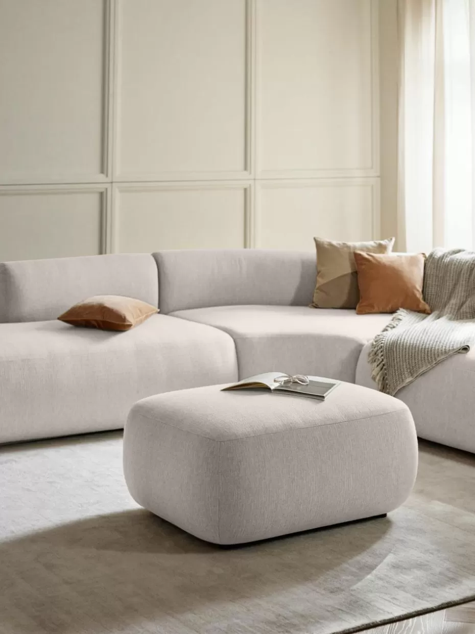 Hocker | Sofaserien-Westwing Collection Hocker Sofia Webstoff Cremeweiß