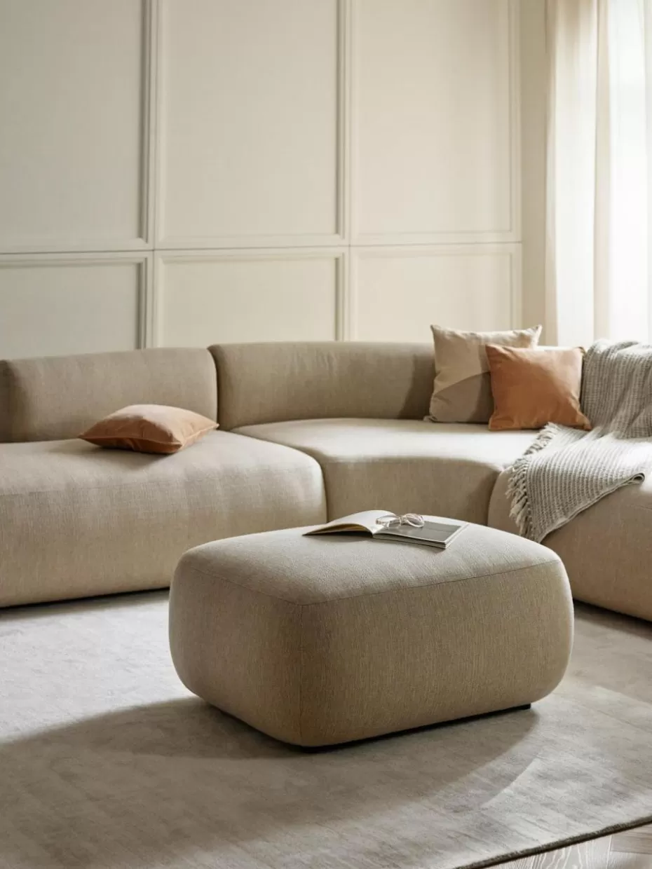 Hocker | Sofaserien-Westwing Collection Hocker Sofia Webstoff Hellbeige