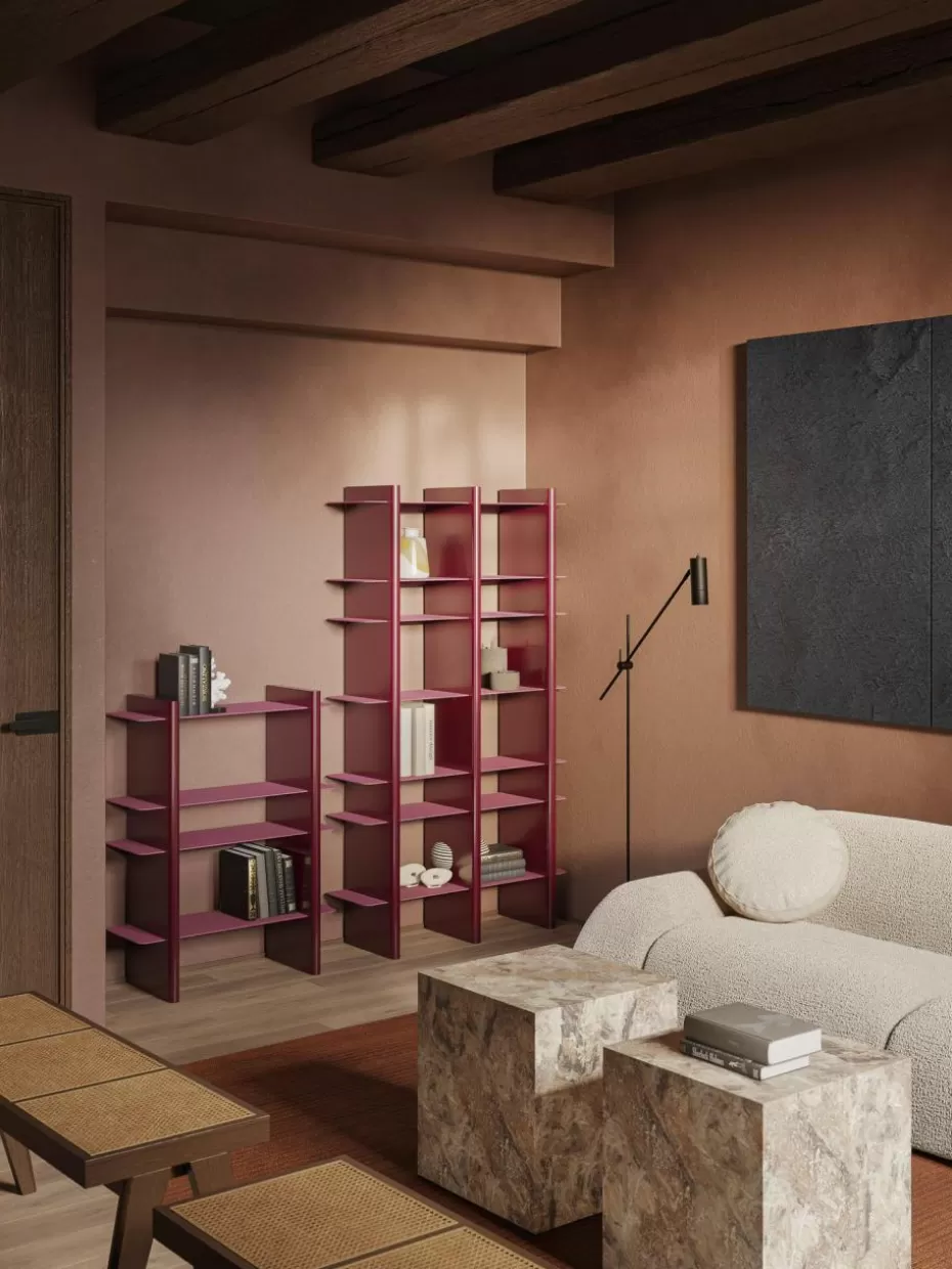 Regale-Westwing Collection Hohes Regal Rami mit Metall-Elementen Pink, Weinrot