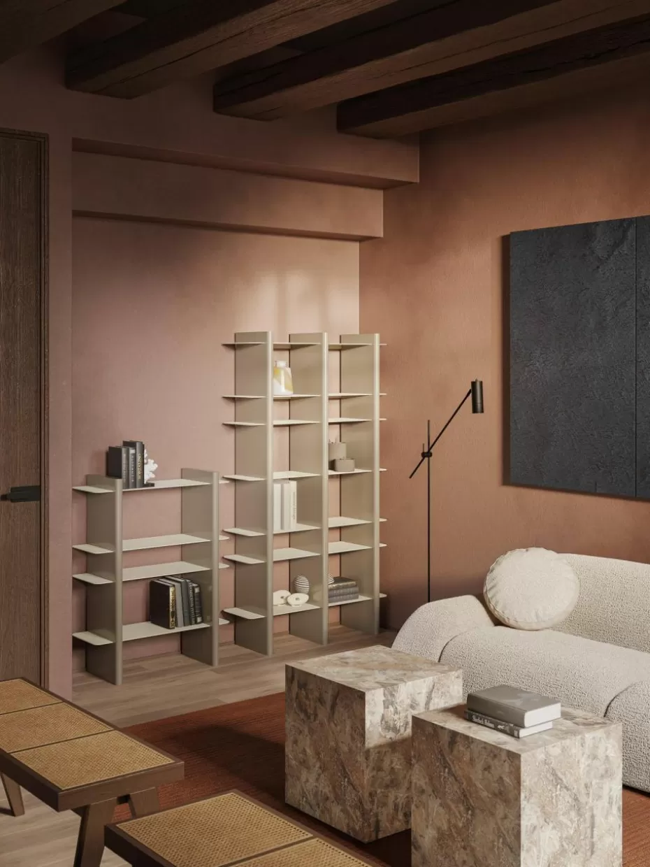 Regale-Westwing Collection Hohes Regal Rami mit Metall-Elementen Hellbeige, Greige