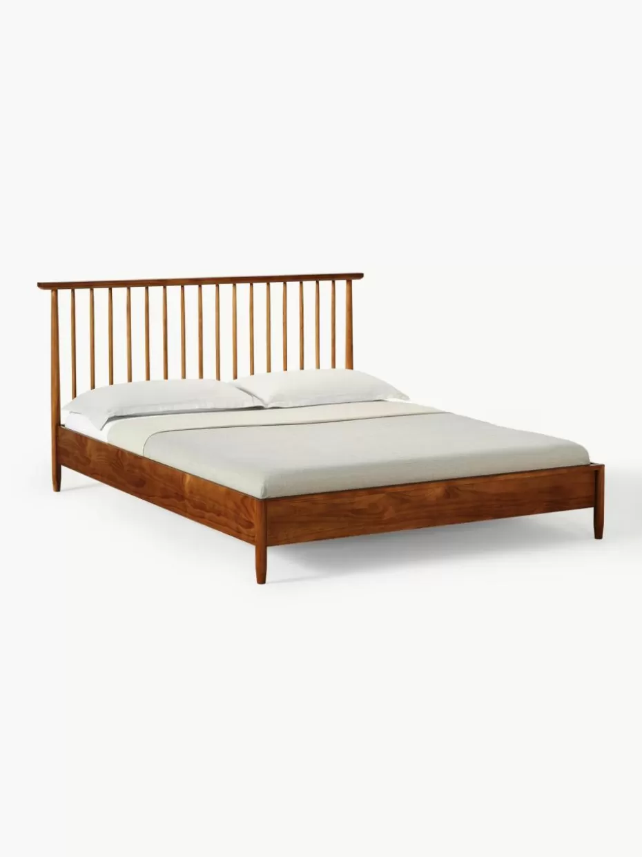 Betten-Westwing Collection Holzbett Windsor mit Kopfteil aus Kiefernholz Kiefernholz, dunkel