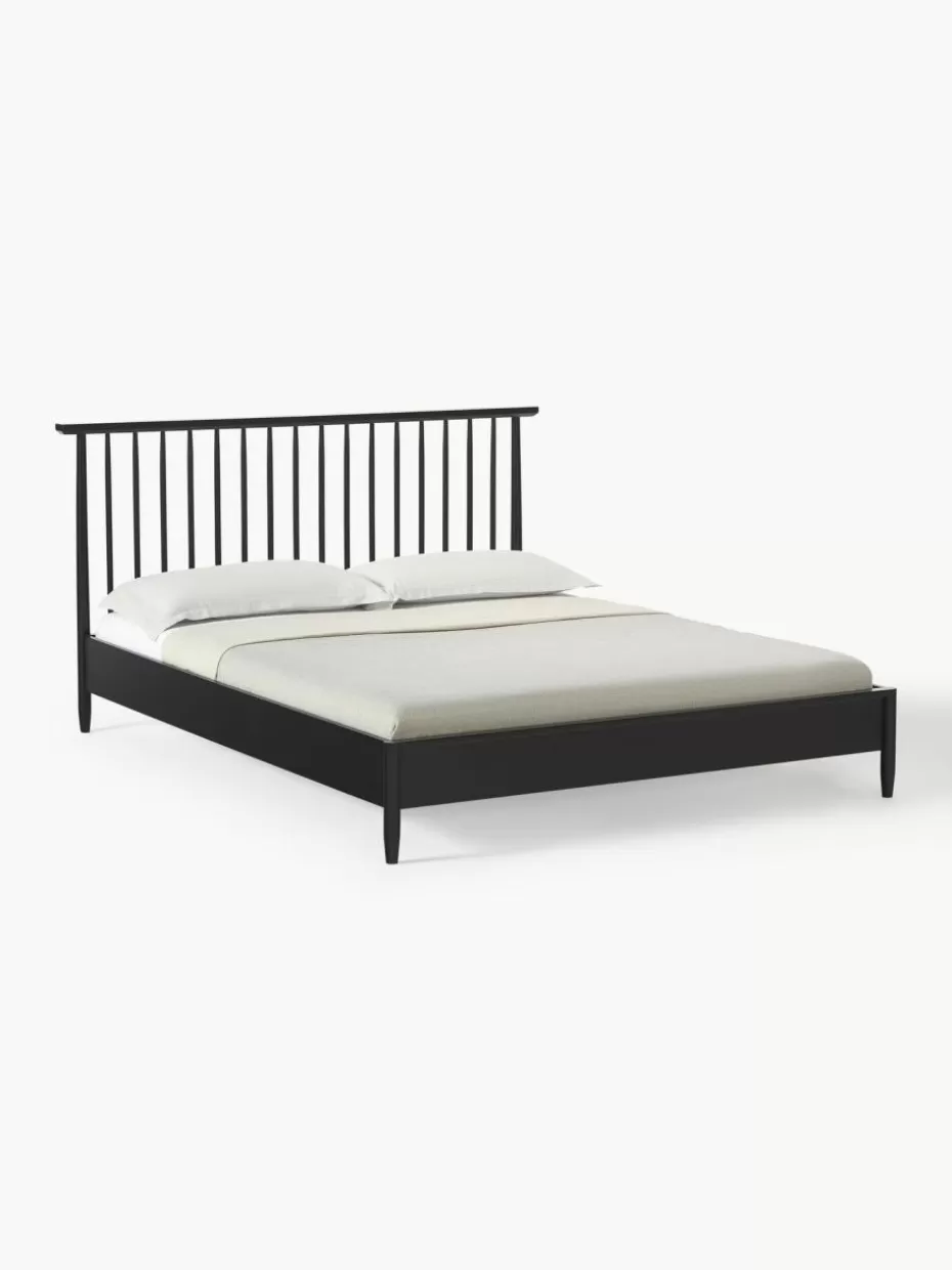 Betten-Westwing Collection Holzbett Windsor mit Kopfteil aus Kiefernholz Kiefernholz, schwarz