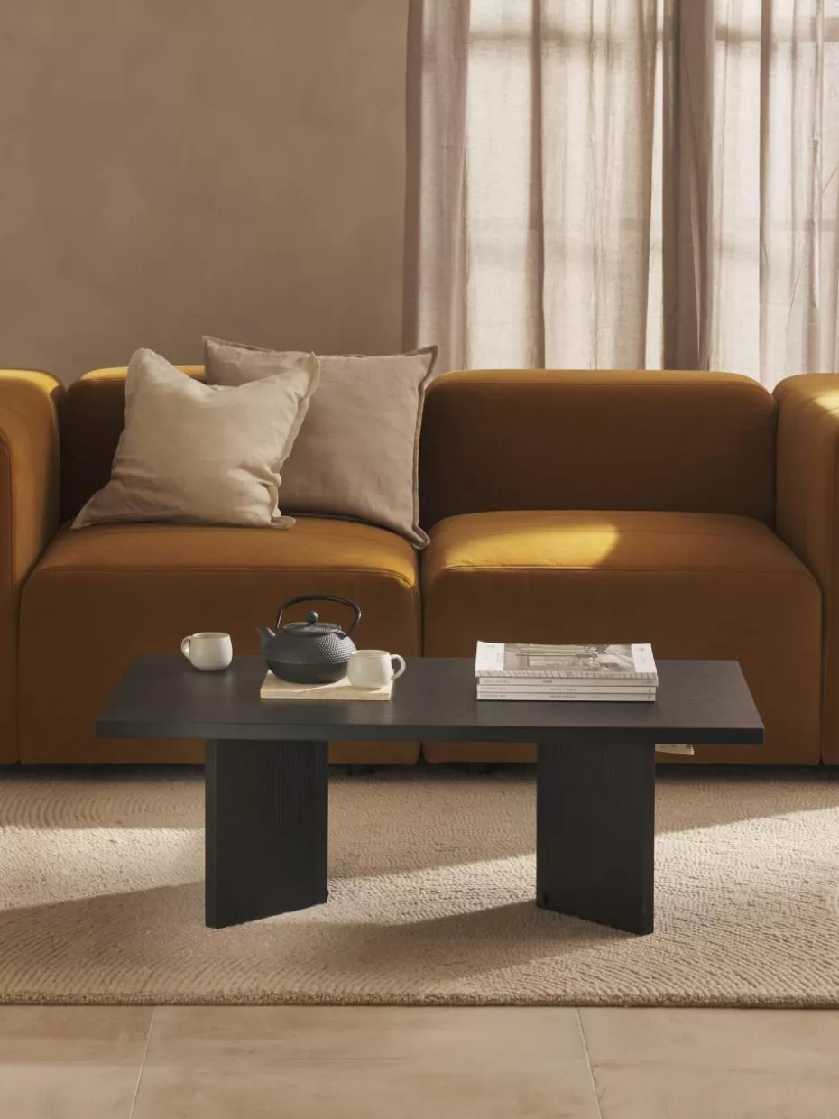 Couchtische-Westwing Collection Holz-Couchtisch Toni Eichenholz, schwarz lackiert