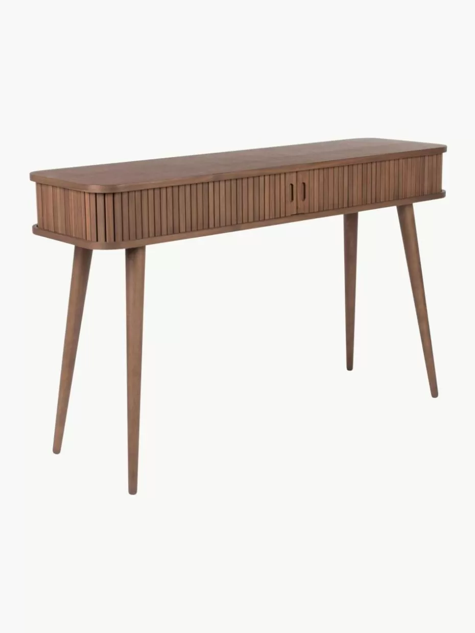 Konsolen | Konsolen-Zuiver Holz-Konsole Barbier mit Rolltüren und geriffelter Front Walnussholz