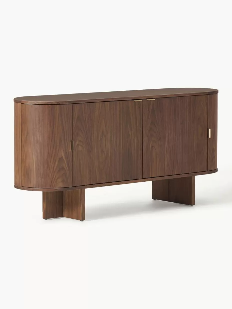 Kommoden & Sideboards-Westwing Collection Holz-Sideboard Zumi mit abgerundeten Ecken Walnussholz, lackiert