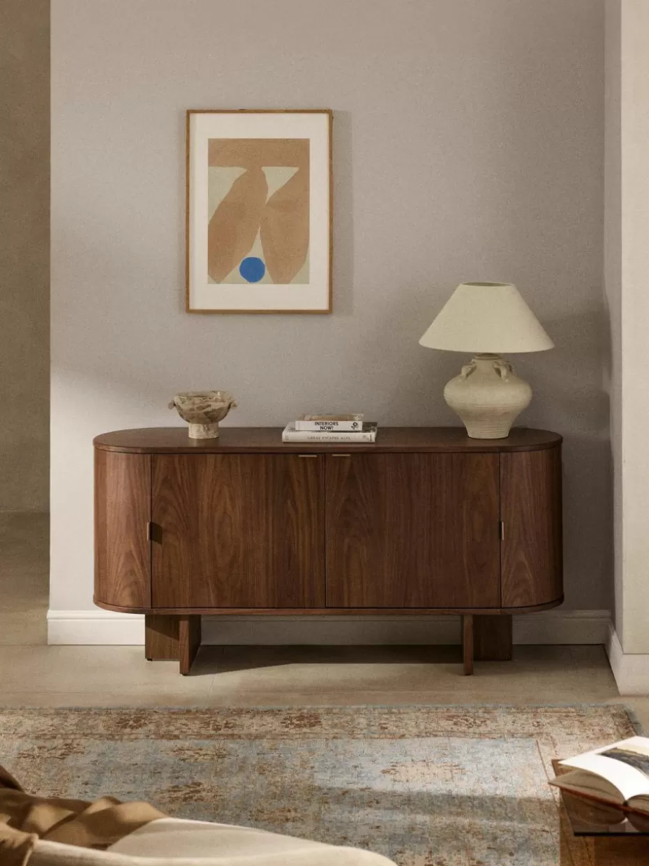 Kommoden & Sideboards-Westwing Collection Holz-Sideboard Zumi mit abgerundeten Ecken Walnussholz, lackiert