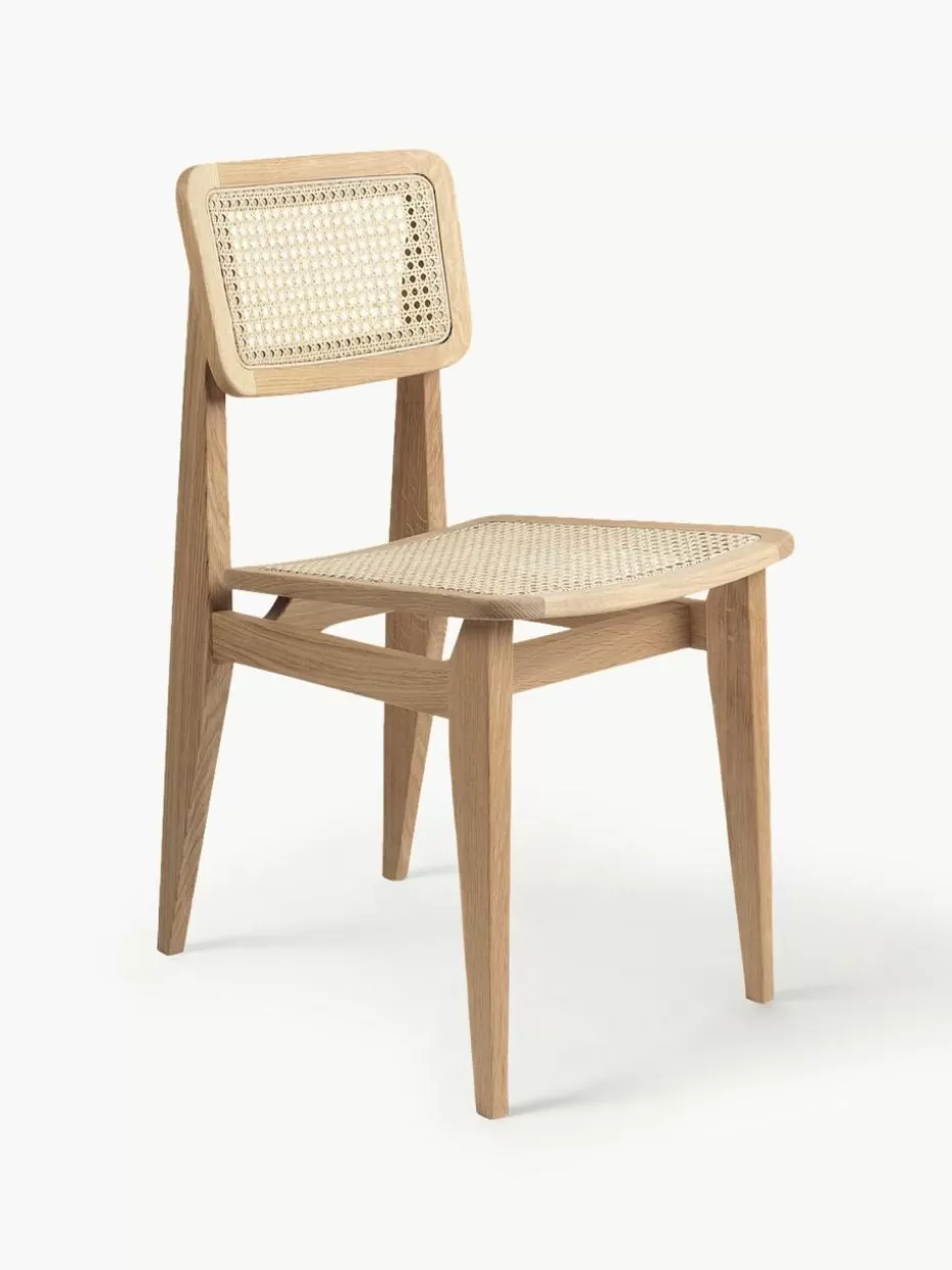 Stühle-GUBI Holzstuhl C-Chair aus Eichenholz mit Wiener Geflecht Eichenholz, Hellbeige