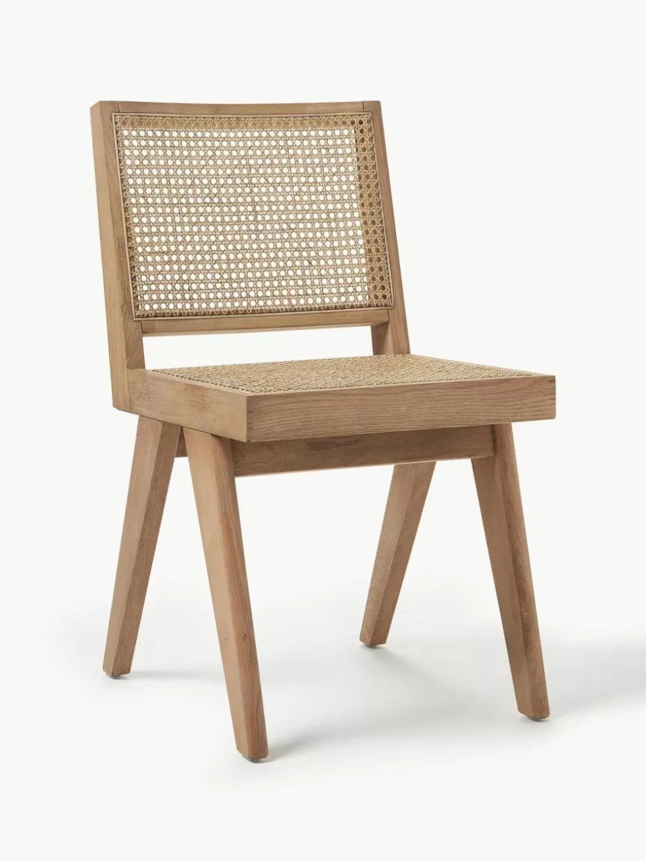 Stühle-Westwing Collection Holzstuhl Sissi mit Wiener Geflecht Helles Eichenholz, Hellbeige