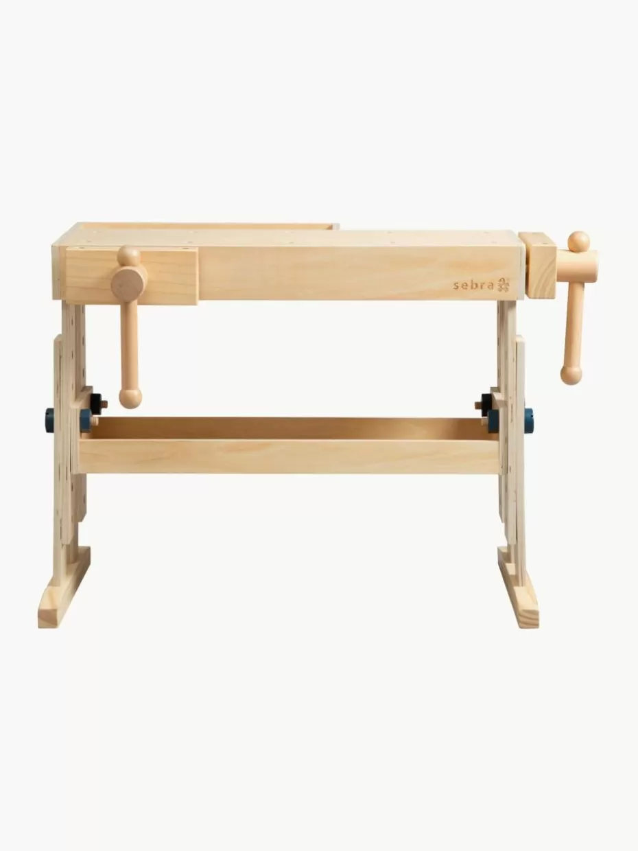 Spielzeug & Kuscheltiere-Sebra Holz-Werkbank Woodland, höhenverstellbar