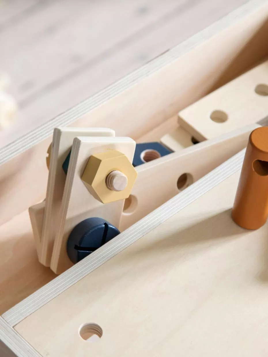 Spielzeug & Kuscheltiere-Sebra Holz-Werkbank Woodland, höhenverstellbar