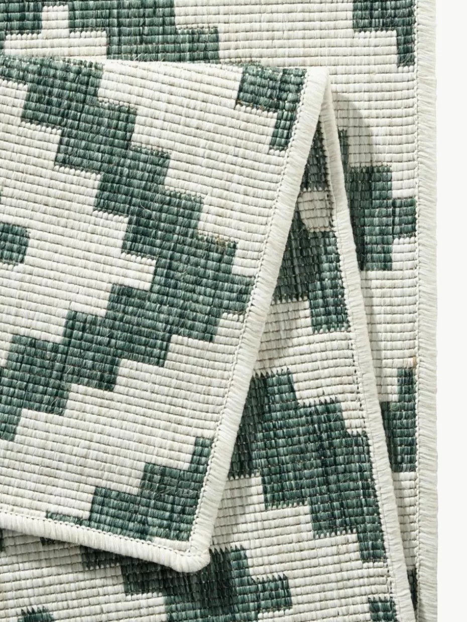 Outdoor Teppiche | Rechteckige Teppiche-Westwing In- & Outdoor-Wendeteppich Malta Off White, Dunkelgrün