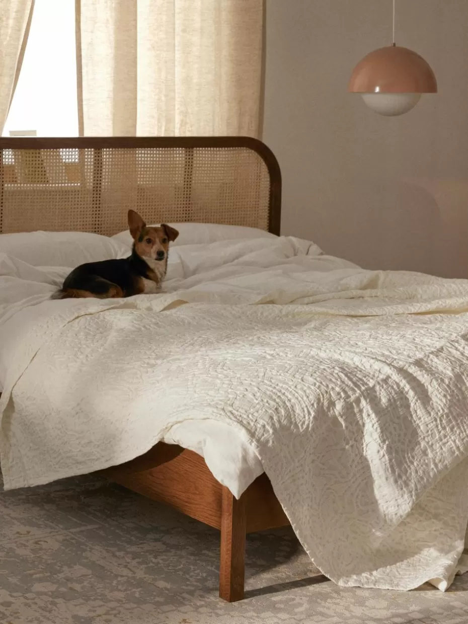 Tagesdecken & Bettüberwürfe-Westwing Collection Jacquard-Tagesdecke Catiana Weiß