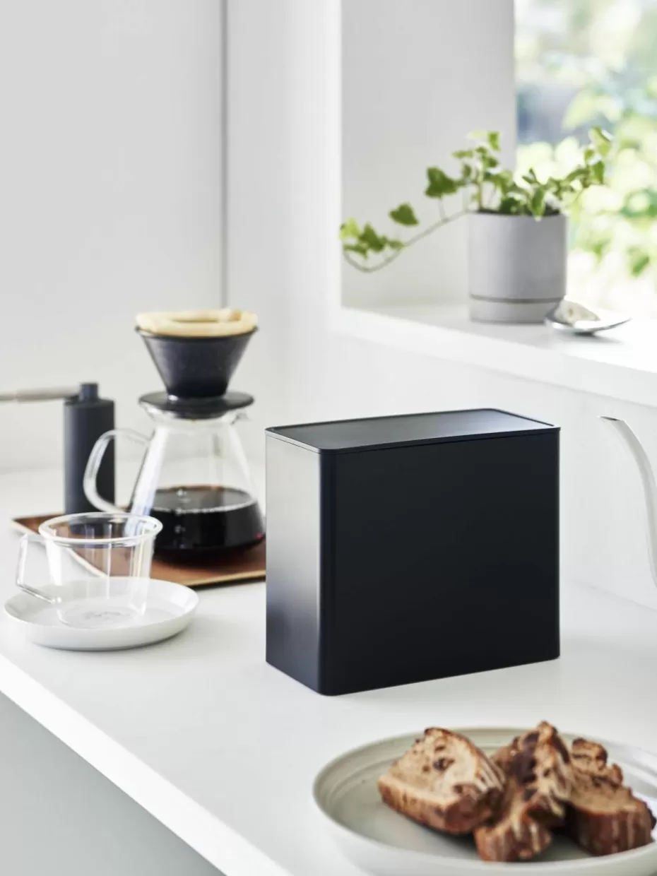Küchenaufbewahrung-Yamazaki Kaffeefilterbox Tower aus Metall Schwarz, matt