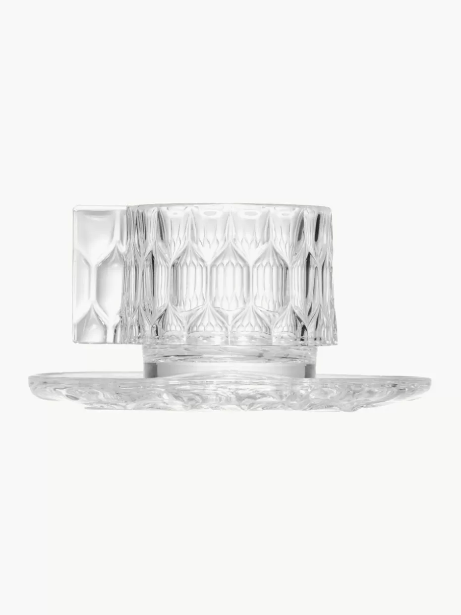 Tassen-Kartell Kaffeetassen mit Untertassen Jellies mit Strukturmuster, 4 Stück Transparent