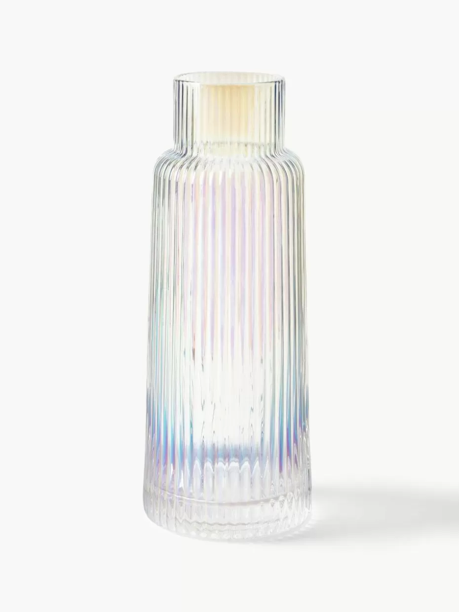 Kannen & Karaffen-ICONS by Westwing Collection Karaffe Minna mit irisierender Oberfläche und Rillenrelief, 1.1 L Transparent, irisierend