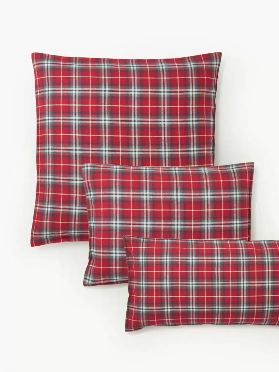 Kopfkissenbezüge-Westwing Collection Karierter Flanell-Kopfkissenbezug Linsay Rot, Grün