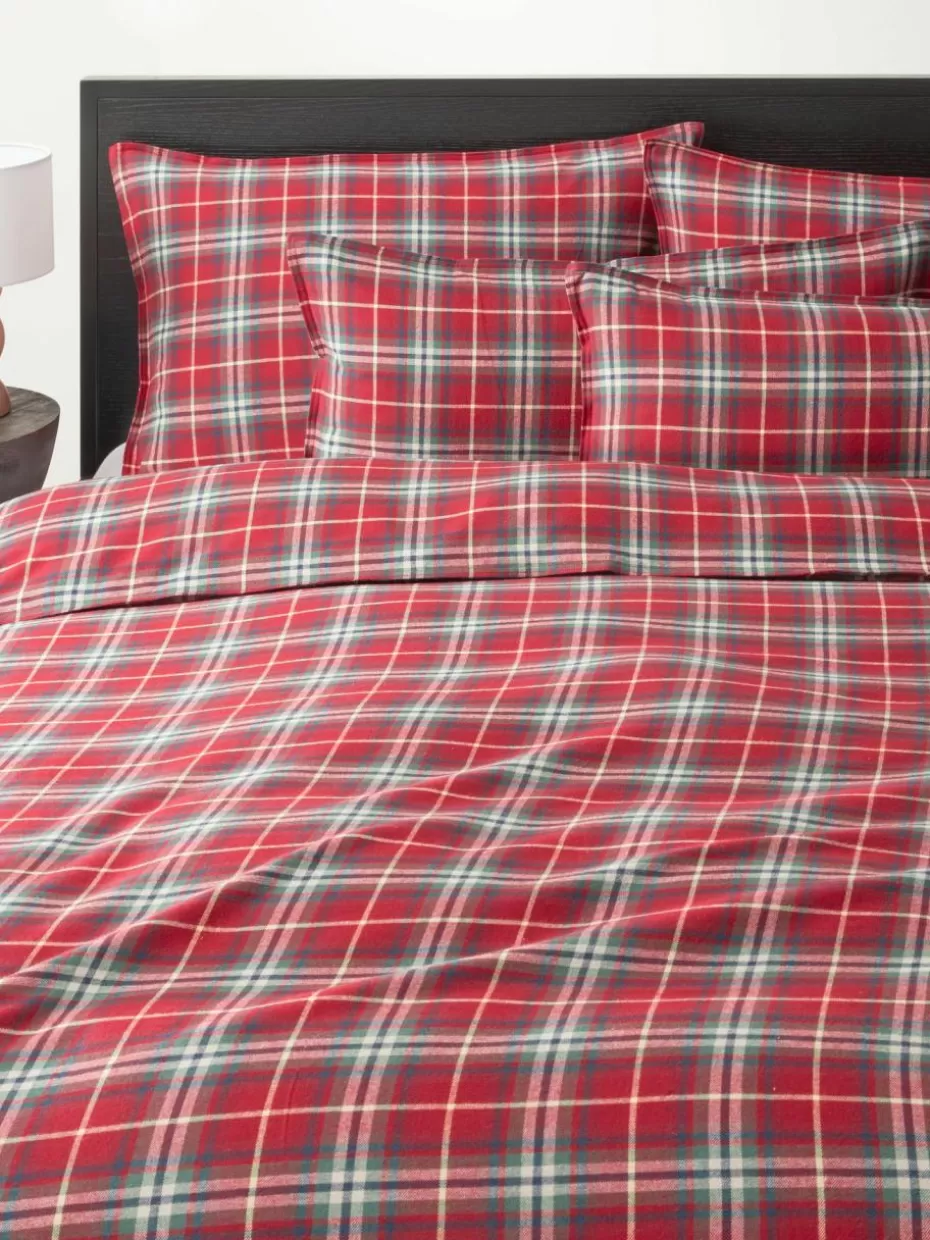 Kopfkissenbezüge-Westwing Collection Karierter Flanell-Kopfkissenbezug Linsay Rot, Grün
