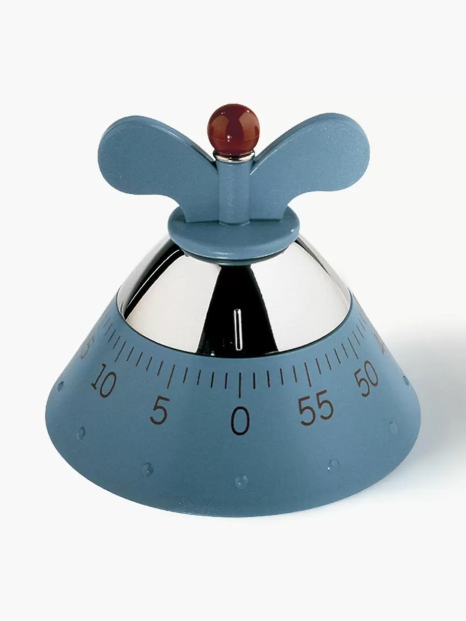 Küchenhelfer-Alessi Küchentimer Happy Graublau, Silberfarben