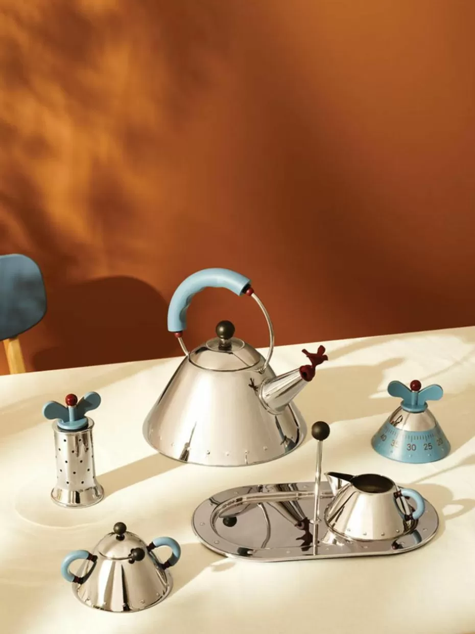 Küchenhelfer-Alessi Küchentimer Happy Graublau, Silberfarben