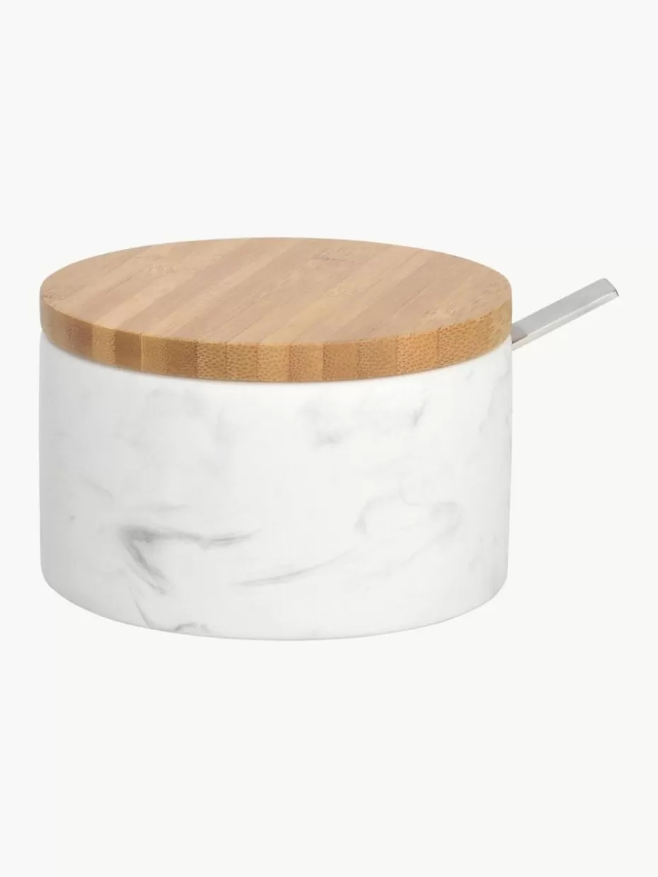 Kannen & Karaffen-Andrea House Keramik Zuckerdose Kalina mit Löffel und Bambusdeckel