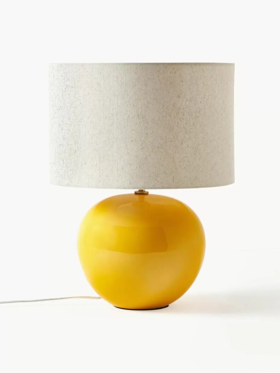 Nachttischlampen-Westwing Collection Keramik-Tischlampe Marin Sonnengelb, Hellbeige