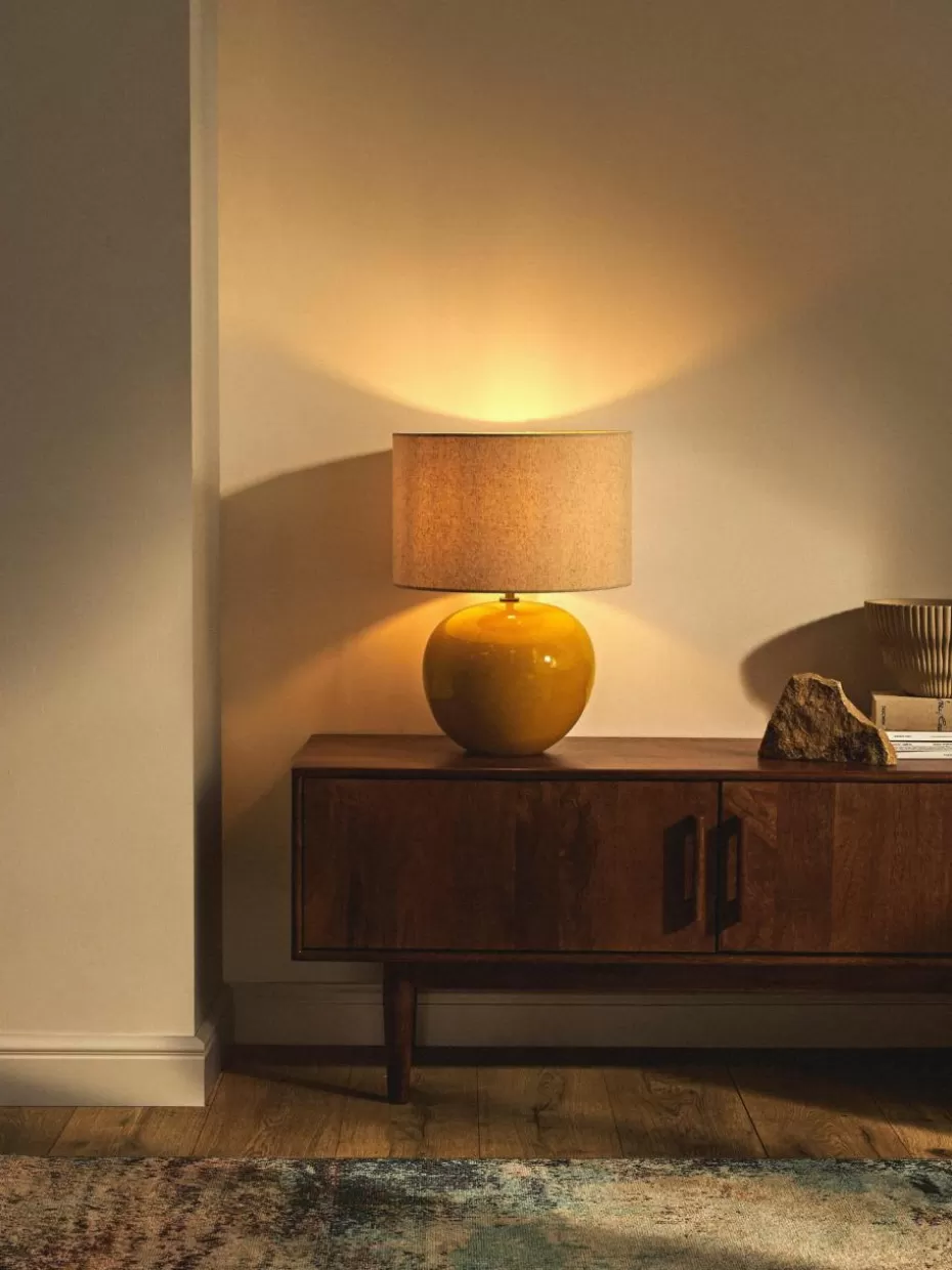 Nachttischlampen-Westwing Collection Keramik-Tischlampe Marin Sonnengelb, Hellbeige