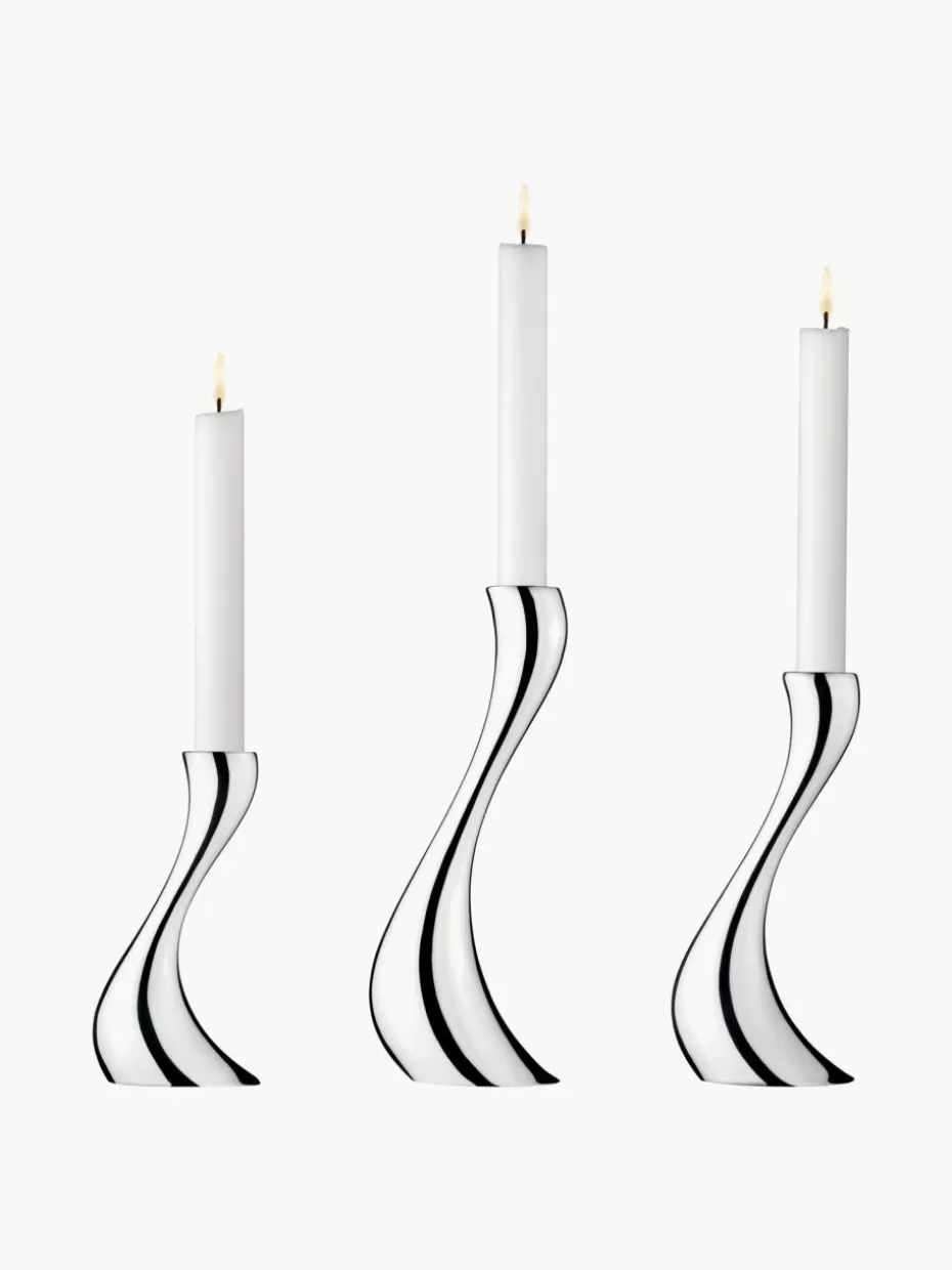 Kerzenständer & Kerzenhalter-Georg Jensen Kerzenhalter Cobra aus Edelstahl, 3er-Set