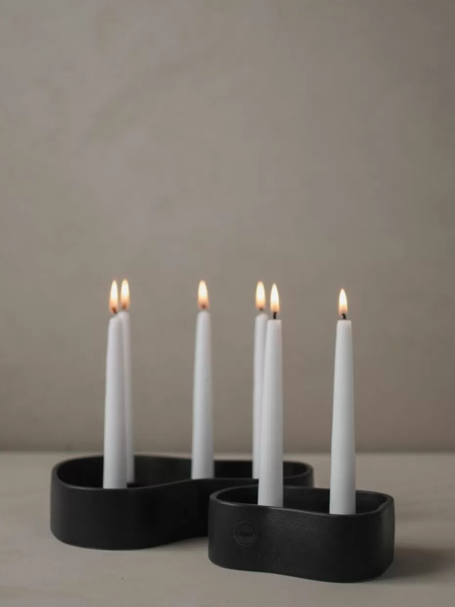 Kerzenständer & Kerzenhalter-DBKD Kerzenhalter Fill Me Up aus Keramik, B 25 cm Schwarz, matt