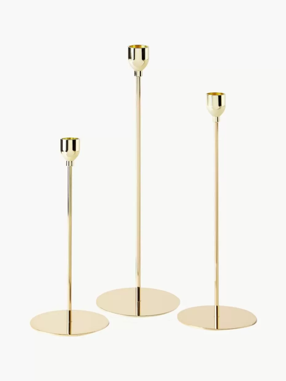 Kerzenständer & Kerzenhalter-Westwing Kerzenhalter Malte, 3er-Set Goldfarben
