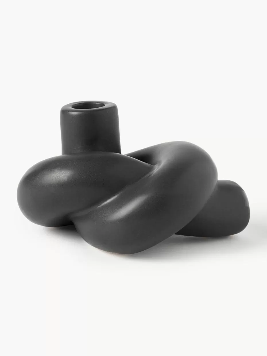 Kerzenständer & Kerzenhalter-Westwing Collection Kerzenhalter Nodo Schwarz