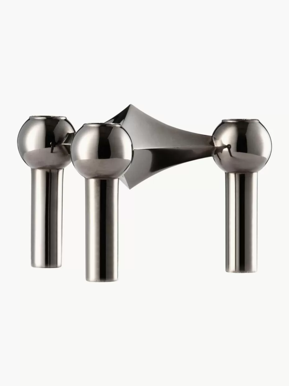 Kerzenständer & Kerzenhalter-Stoff Nagel Kerzenhalter Silberfarben dunkel, glänzend