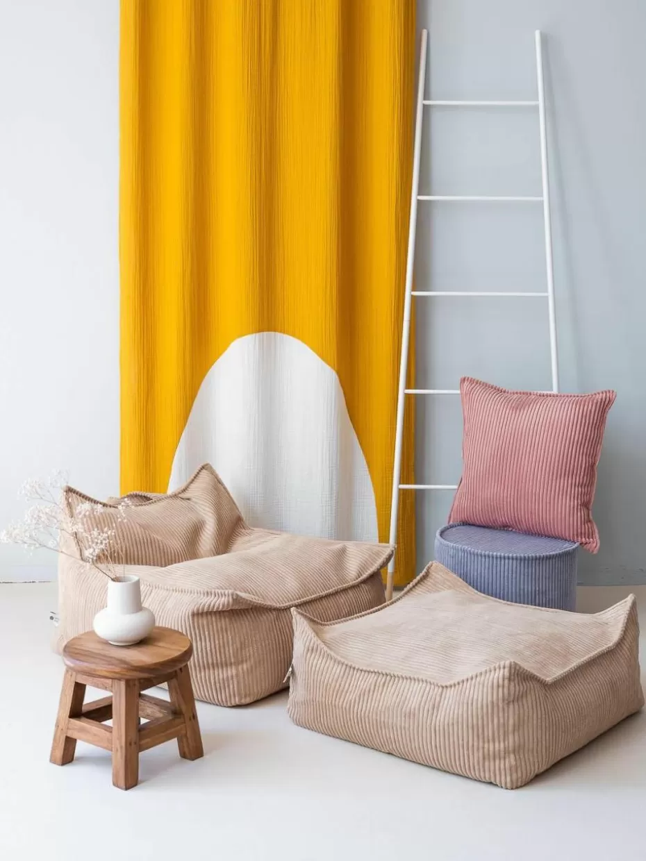 Sitzsäcke-Wigiwama Kinder-Bodenkissen Sugar aus Cord Cord Beige