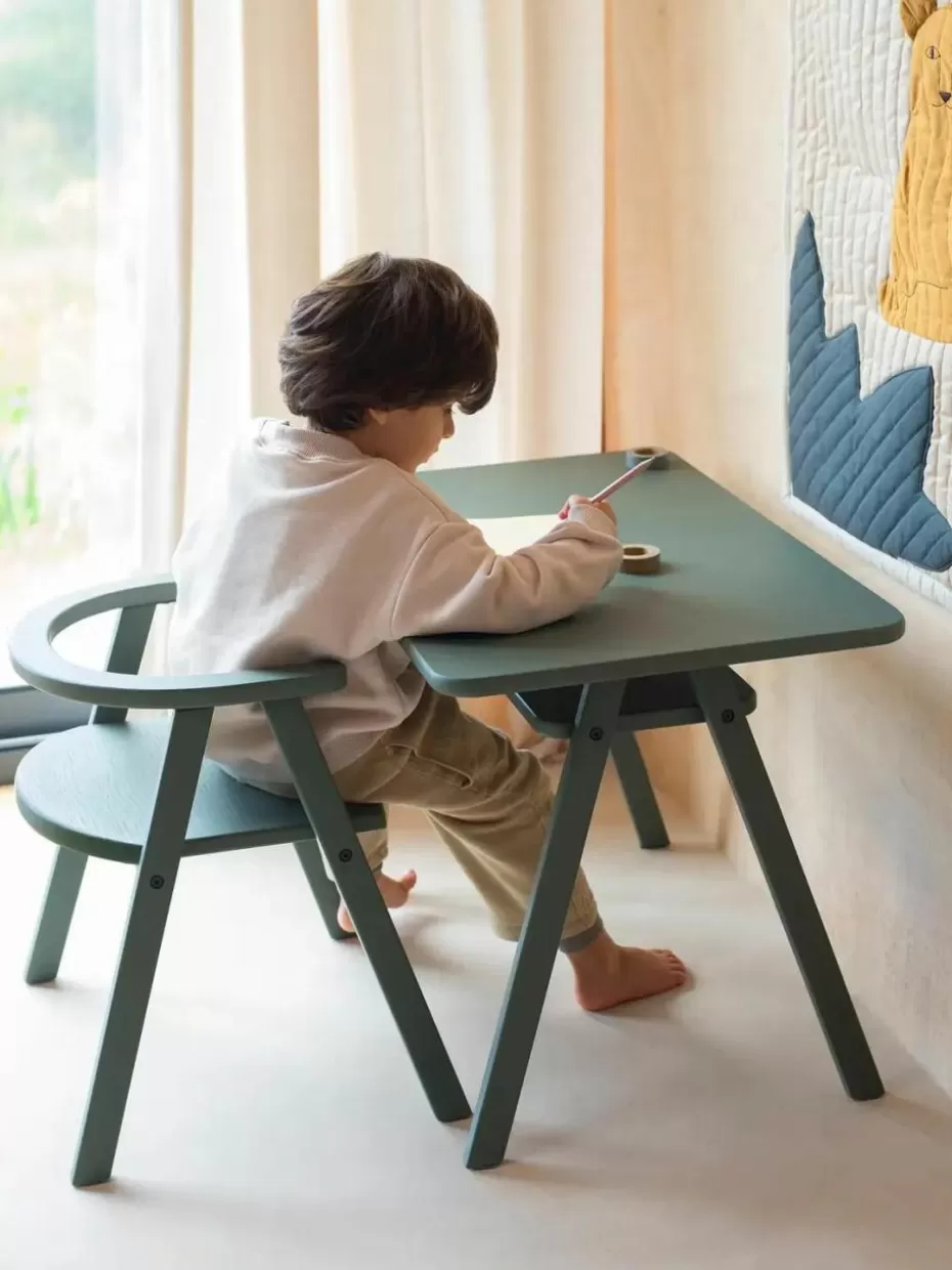 Tische-Nobodinoz Kinder-Schreibtisch Growing Green aus Buchenholz Dunkelgrün