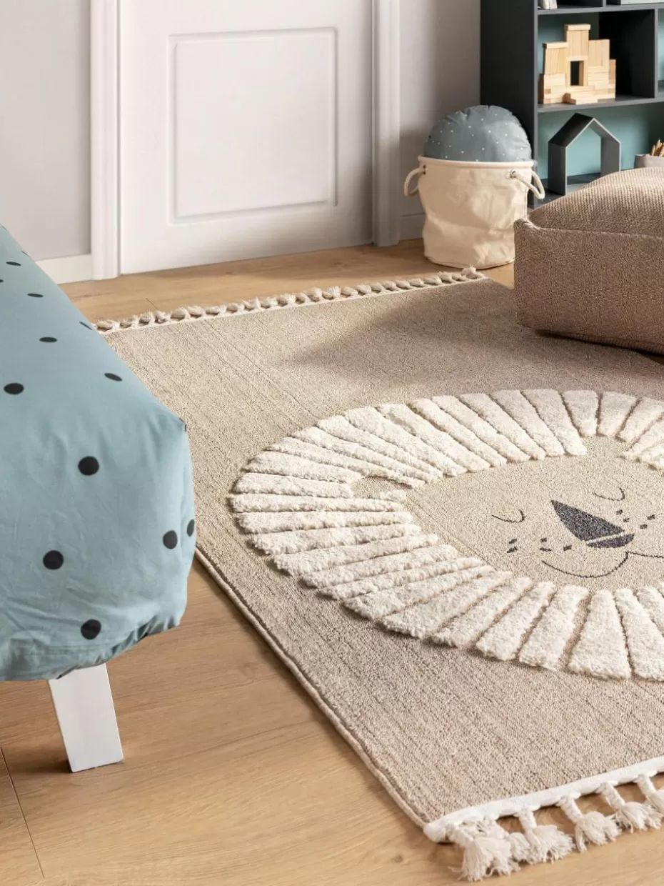 Teppiche-Benuta Kinderteppich Momo mit Quasten und Hoch-Tief-Effekt Beige, Hellbeige